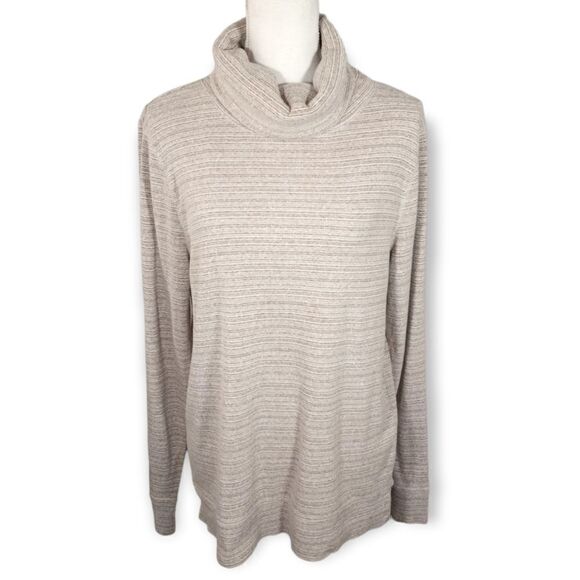 EXPRESS CREAM STRIPE COWL-NECK PULLOVER SZ.M GUC - Picture 1 of 6